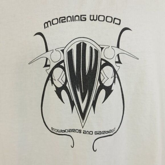 Morning Wood Snowboards And Garbage T Shirt Vintage Y2K Snowboarding Winter - Picture 2 of 5